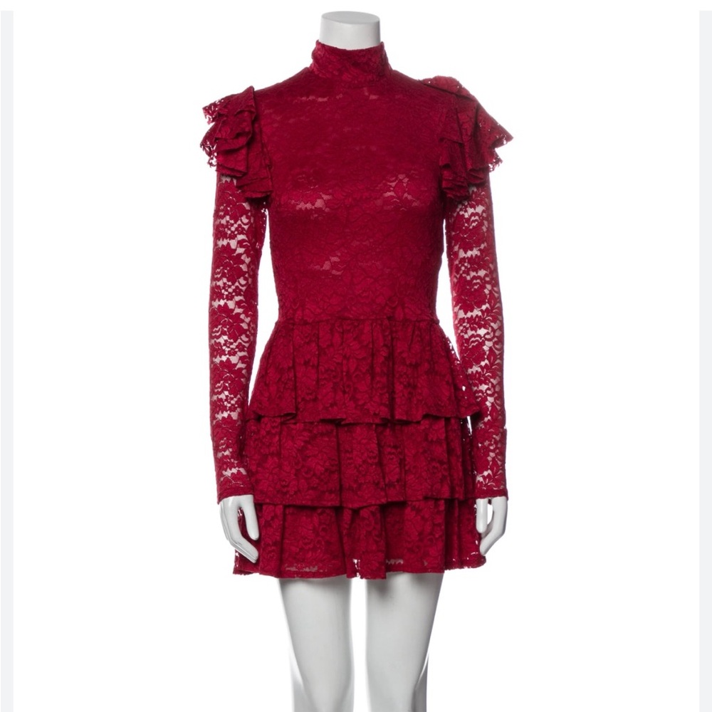 Caroline Costas beautiful red dress. Perfect for a chilly cocktail. Worn ONCE